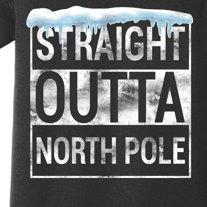 Straight Outta North Pole Funny Christmas Baby Bodysuit