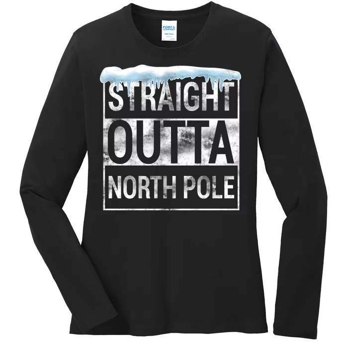 Straight Outta North Pole Funny Christmas Ladies Long Sleeve Shirt