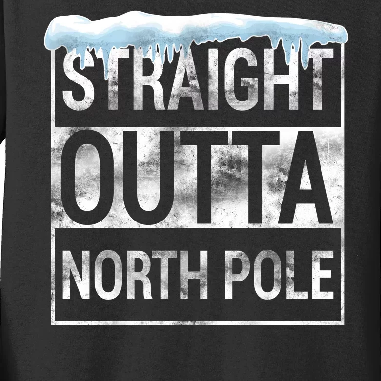 Straight Outta North Pole Funny Christmas Kids Long Sleeve Shirt