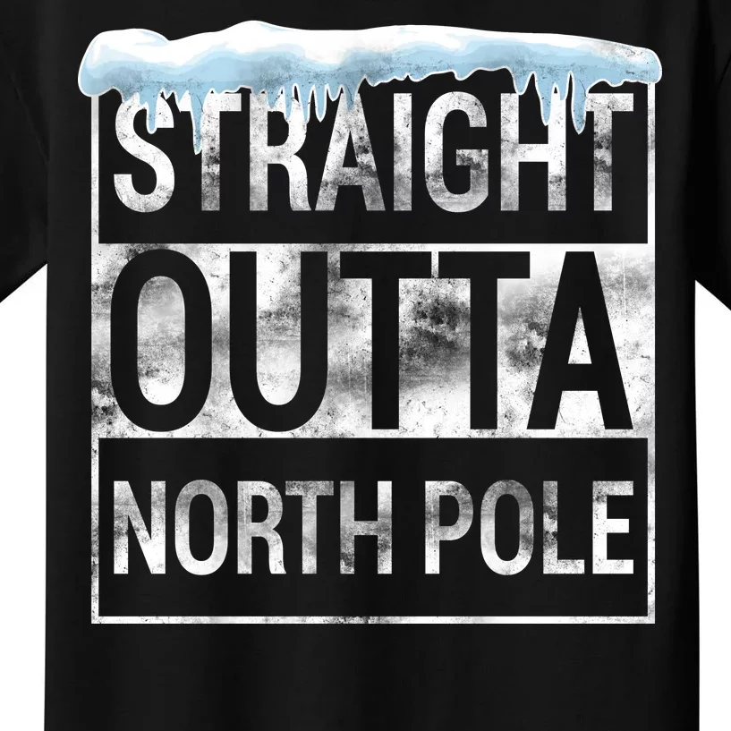 Straight Outta North Pole Funny Christmas Kids T-Shirt