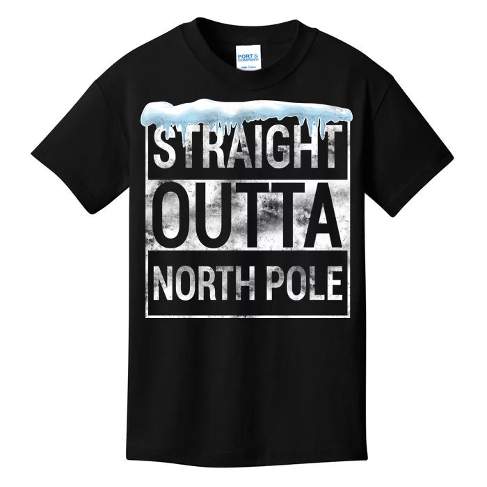 Straight Outta North Pole Funny Christmas Kids T-Shirt