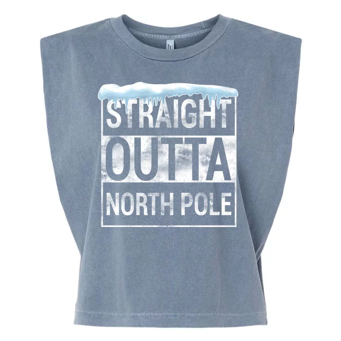 Straight Outta North Pole Funny Christmas Garment-Dyed Women's Muscle Tee