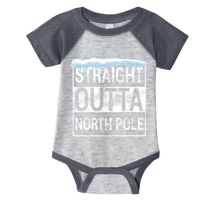 Straight Outta North Pole Funny Christmas Infant Baby Jersey Bodysuit