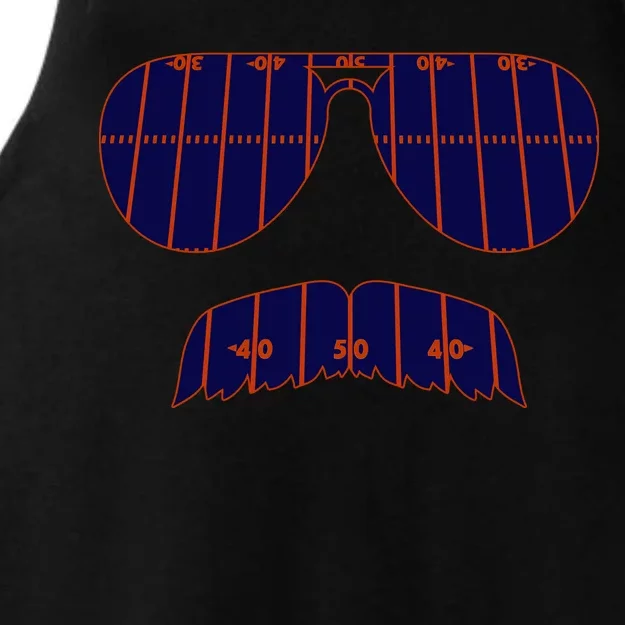 Strange Cargo Football Ditka Glasses And Stache Ladies Tri-Blend Wicking Tank