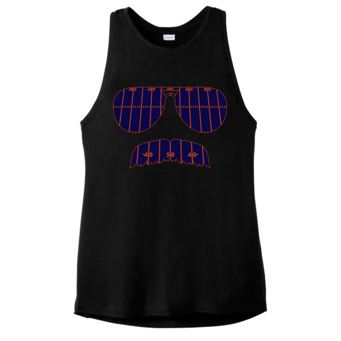 Strange Cargo Football Ditka Glasses And Stache Ladies Tri-Blend Wicking Tank