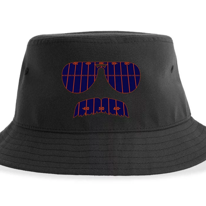 Strange Cargo Football Ditka Glasses And Stache Sustainable Bucket Hat