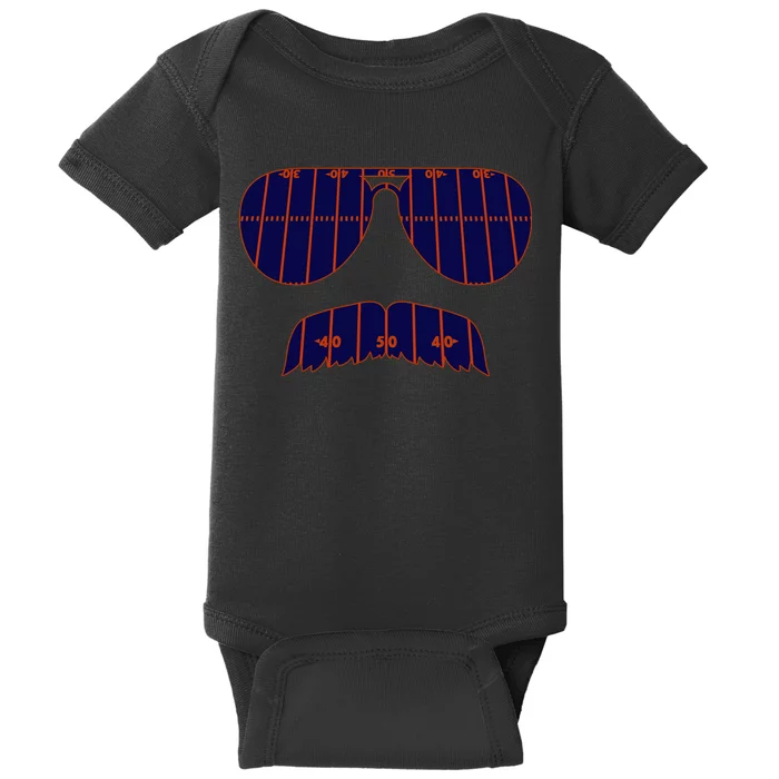 Strange Cargo Football Ditka Glasses And Stache Baby Bodysuit