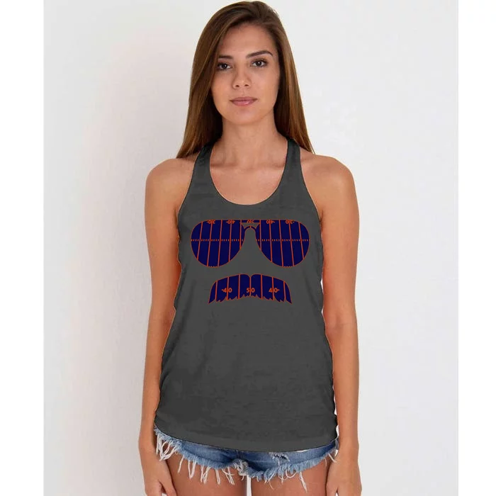 Strange Cargo Football Ditka Glasses And Stache Women's Knotted Racerback Tank