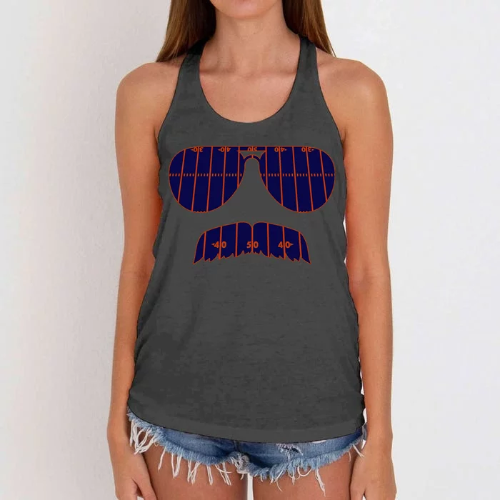 Strange Cargo Football Ditka Glasses And Stache Women's Knotted Racerback Tank