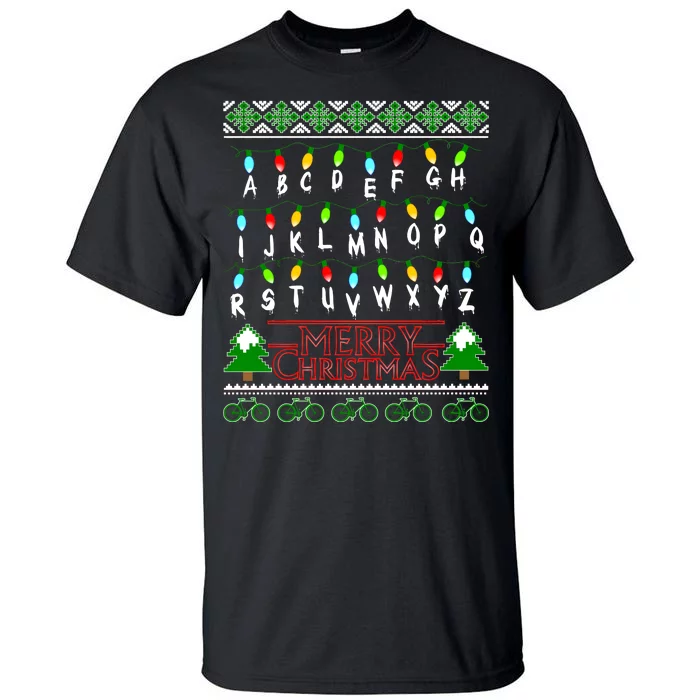 Strange Christmas Lights Alphabet Ugly Christmas Sweater Design Tall T-Shirt