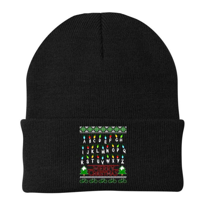 Strange Christmas Lights Alphabet Ugly Christmas Sweater Design Knit Cap Winter Beanie