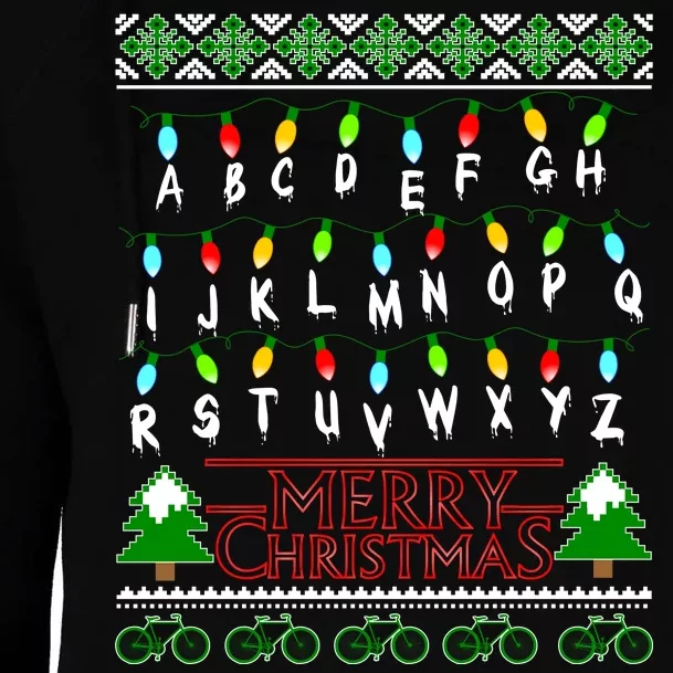 Strange Christmas Lights Alphabet Ugly Christmas Sweater Design Womens Funnel Neck Pullover Hood