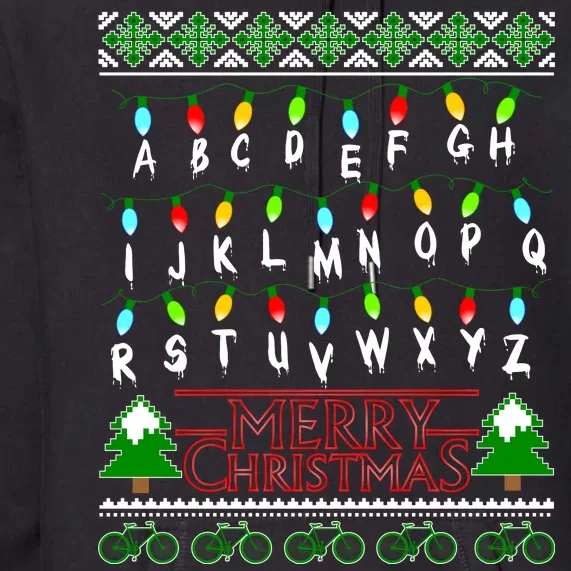 Strange Christmas Lights Alphabet Ugly Christmas Sweater Design Premium Hoodie