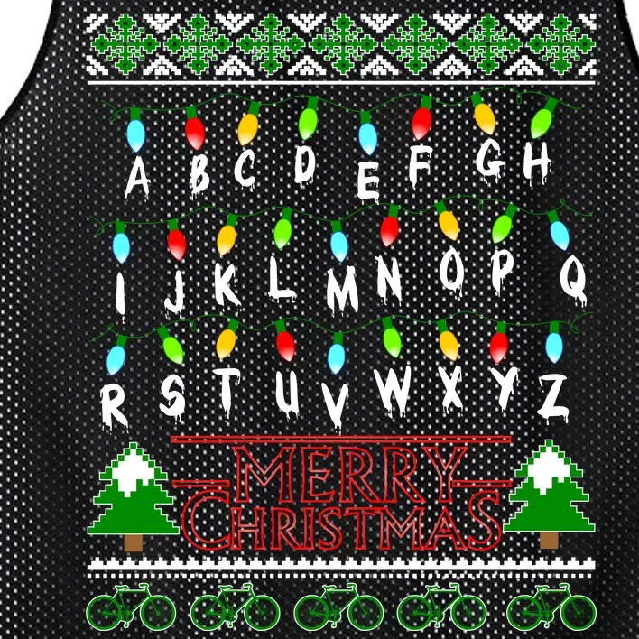 Strange Christmas Lights Alphabet Ugly Christmas Sweater Design Mesh Reversible Basketball Jersey Tank