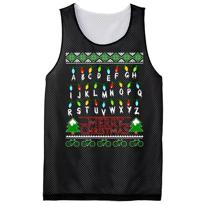 Strange Christmas Lights Alphabet Ugly Christmas Sweater Design Mesh Reversible Basketball Jersey Tank