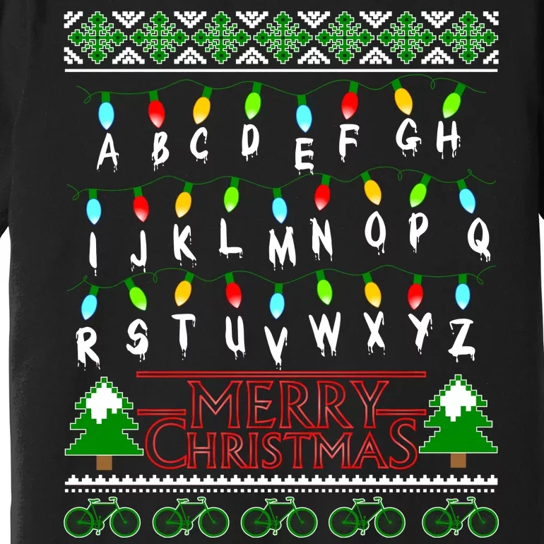 Strange Christmas Lights Alphabet Ugly Christmas Sweater Design Premium T-Shirt