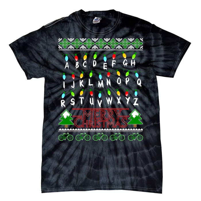 Strange Christmas Lights Alphabet Ugly Christmas Sweater Design Tie-Dye T-Shirt