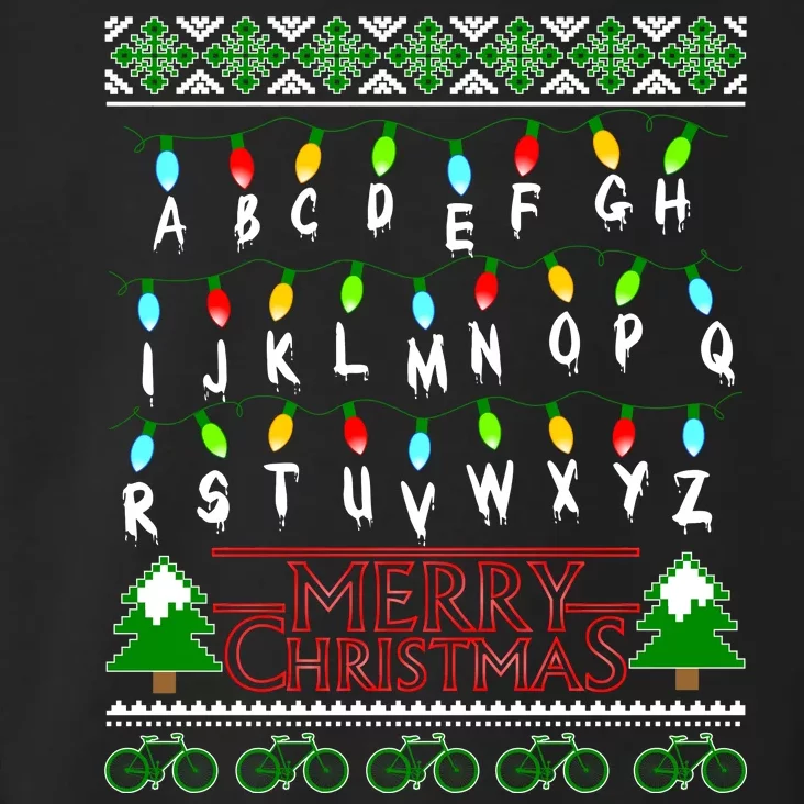 Strange Christmas Lights Alphabet Ugly Christmas Sweater Design Toddler Hoodie