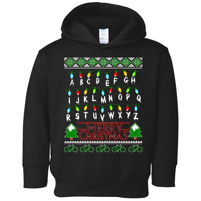 Strange Christmas Lights Alphabet Ugly Christmas Sweater Design Toddler Hoodie