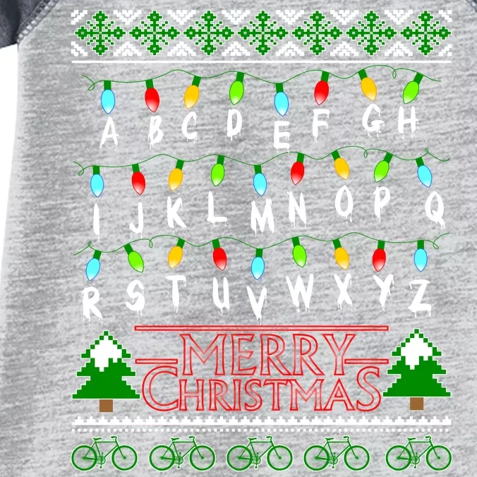 Strange Christmas Lights Alphabet Ugly Christmas Sweater Design Infant Baby Jersey Bodysuit