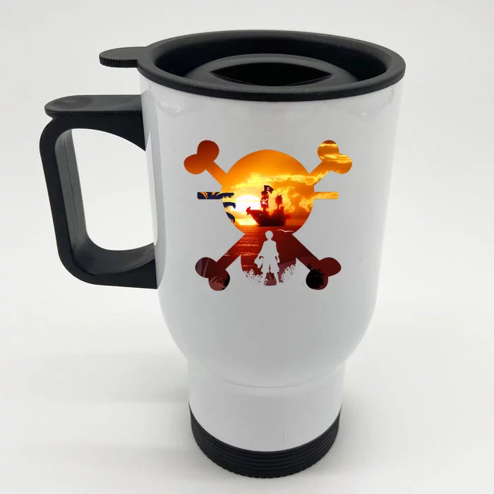 Straw Hat Prate Crew Crossbones Front & Back Stainless Steel Travel Mug