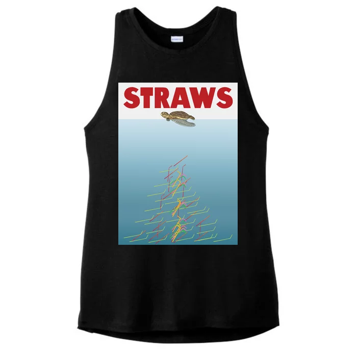 Straws Suck End Plastic Pollution Ladies Tri-Blend Wicking Tank