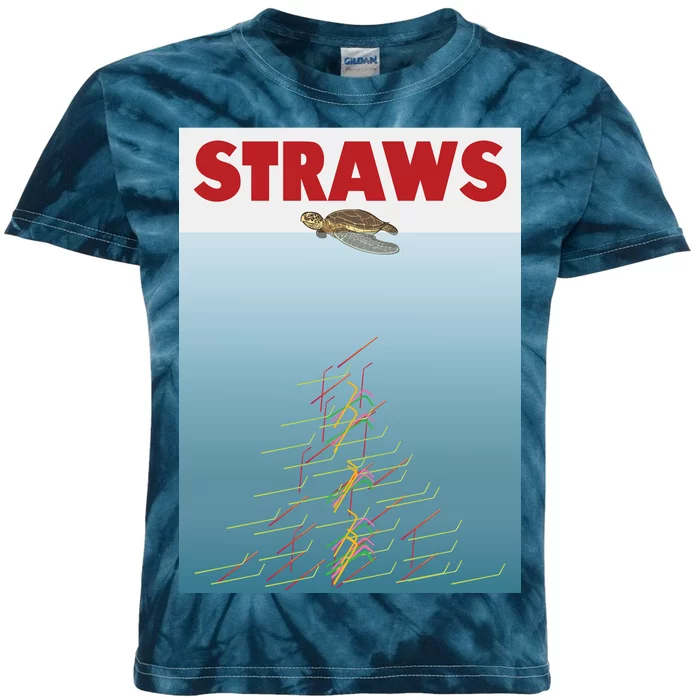 Straws Suck End Plastic Pollution Kids Tie-Dye T-Shirt