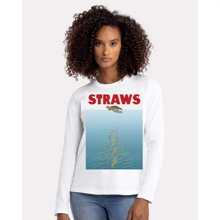 Straws Suck End Plastic Pollution Womens Cotton Relaxed Long Sleeve T-Shirt