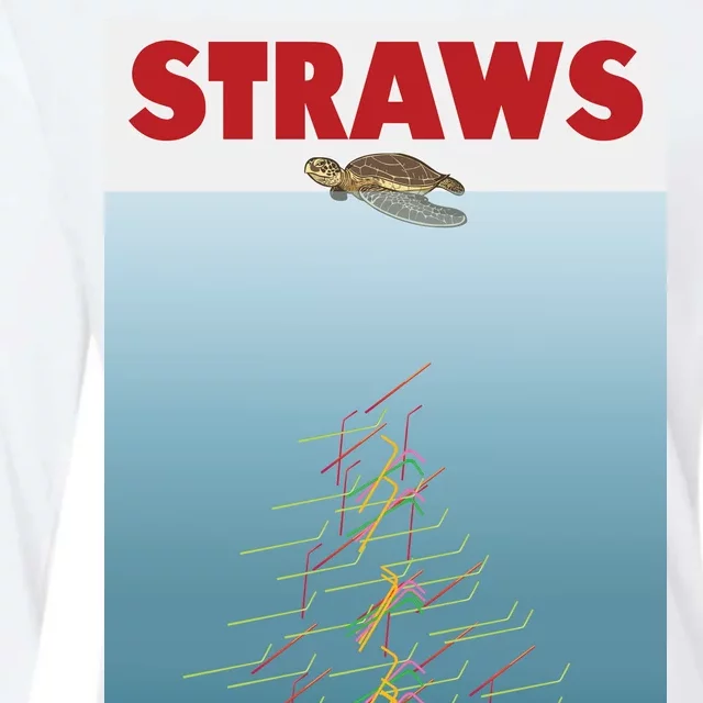 Straws Suck End Plastic Pollution Womens Cotton Relaxed Long Sleeve T-Shirt