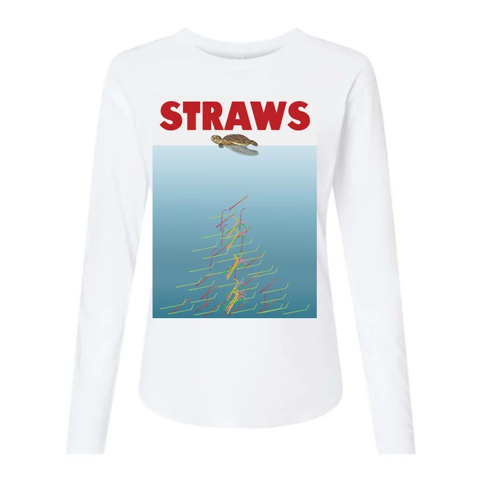 Straws Suck End Plastic Pollution Womens Cotton Relaxed Long Sleeve T-Shirt