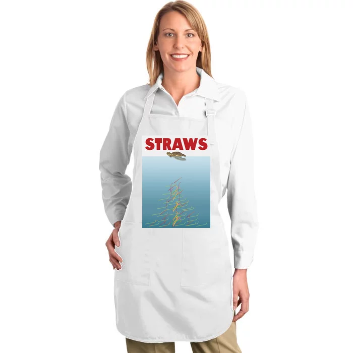 Straws Suck End Plastic Pollution Full-Length Apron With Pocket