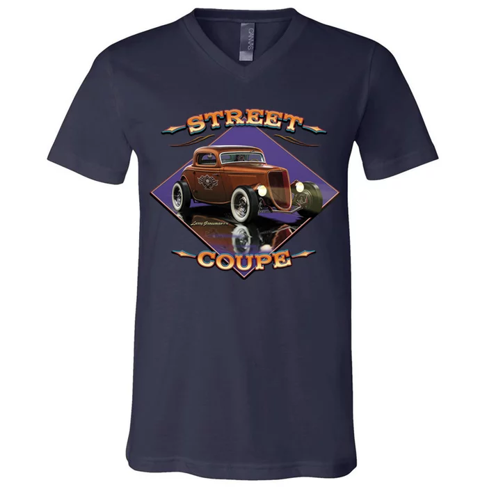 Street Coupe Hot Rod Larry Grossman V-Neck T-Shirt