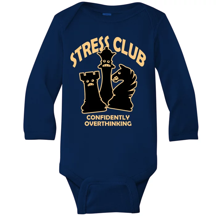 Stress Club Confidently Overthinking Baby Long Sleeve Bodysuit