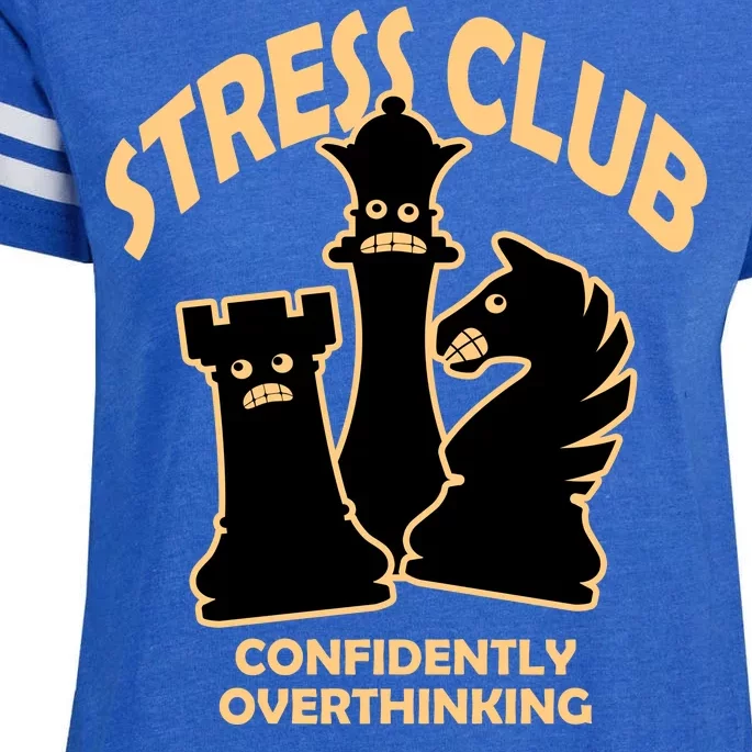 Stress Club Confidently Overthinking Enza Ladies Jersey Football T-Shirt