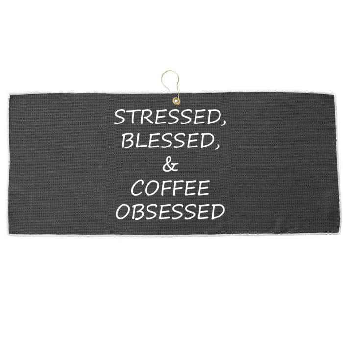 Stressed Bless Coffee Obsessed Large Microfiber Waffle Golf Towel