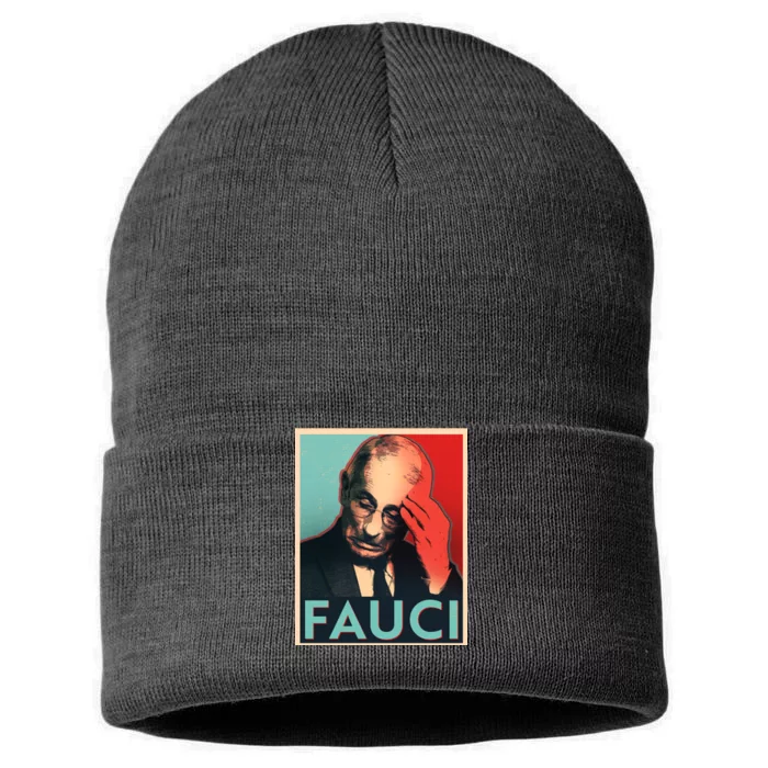 Stressed Dr Fauci Election Sustainable Knit Beanie