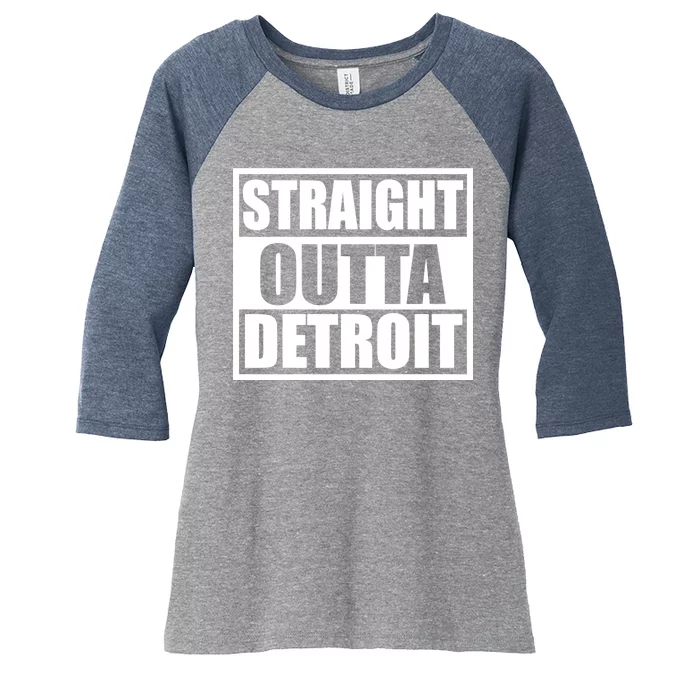 Striaght Outta Detroit Michigan Women's Tri-Blend 3/4-Sleeve Raglan Shirt