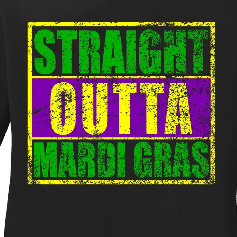 Striaght Outta Mardi Gras New Orleans Party Ladies Long Sleeve Shirt