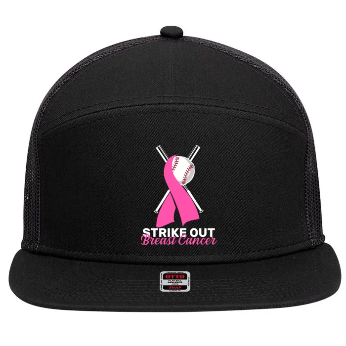 Strike Out Breast Cancer 7 Panel Mesh Trucker Snapback Hat