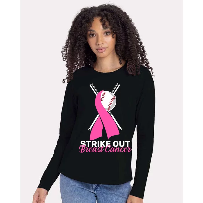 Strike Out Breast Cancer Womens Cotton Relaxed Long Sleeve T-Shirt