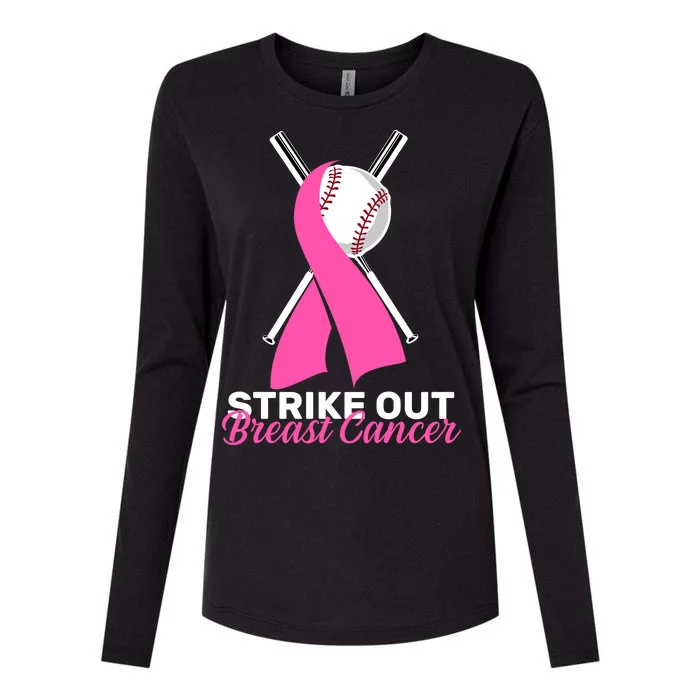 Strike Out Breast Cancer Womens Cotton Relaxed Long Sleeve T-Shirt