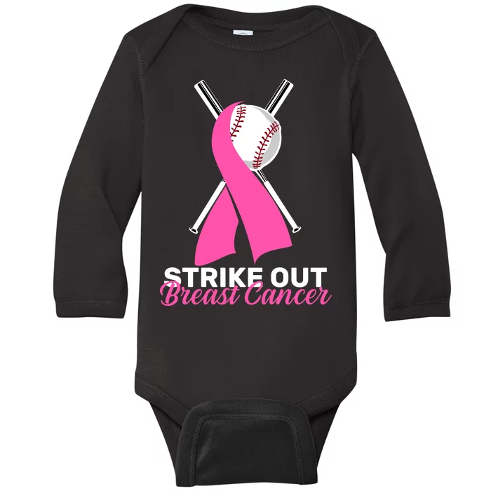 Strike Out Breast Cancer Baby Long Sleeve Bodysuit