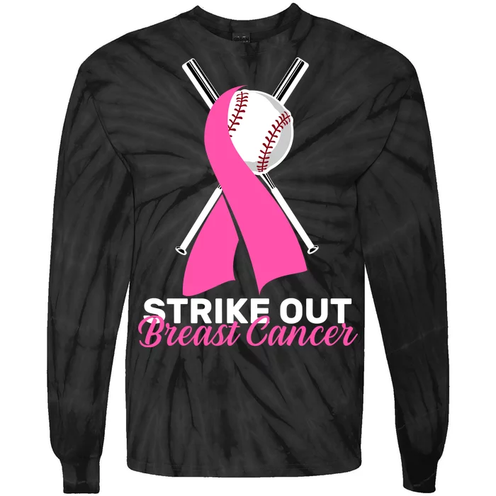 Strike Out Breast Cancer Tie-Dye Long Sleeve Shirt