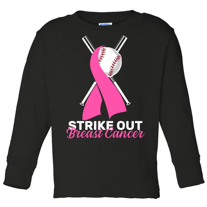 Strike Out Breast Cancer Toddler Long Sleeve Shirt