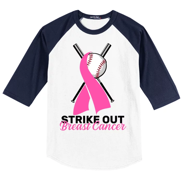 Strike Out Breast Cancer Baseball Breast Cancer Awareness Raglan Baseball  Tee