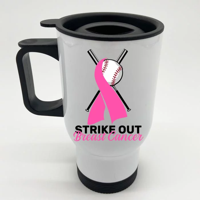 Strike Out Breast Cancer Front & Back Stainless Steel Travel Mug