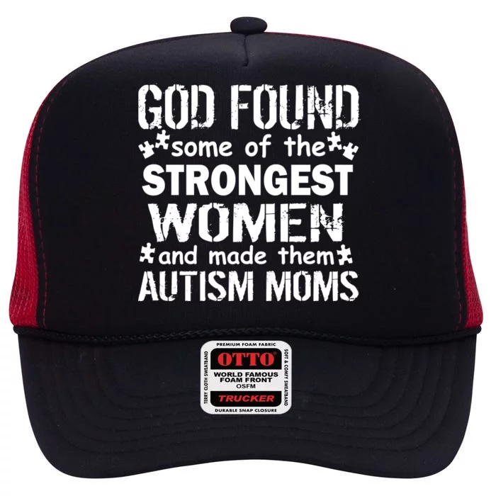 Strong Autism Mom Quote High Crown Mesh Trucker Hat