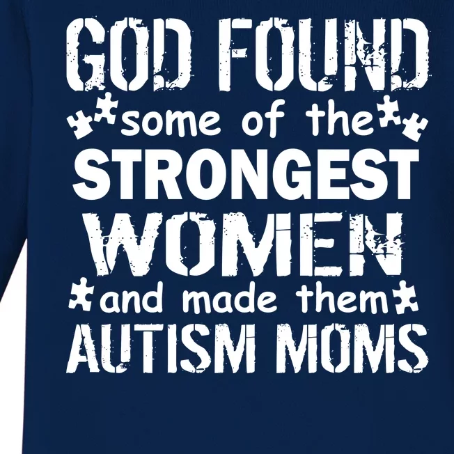 Strong Autism Mom Quote Baby Long Sleeve Bodysuit