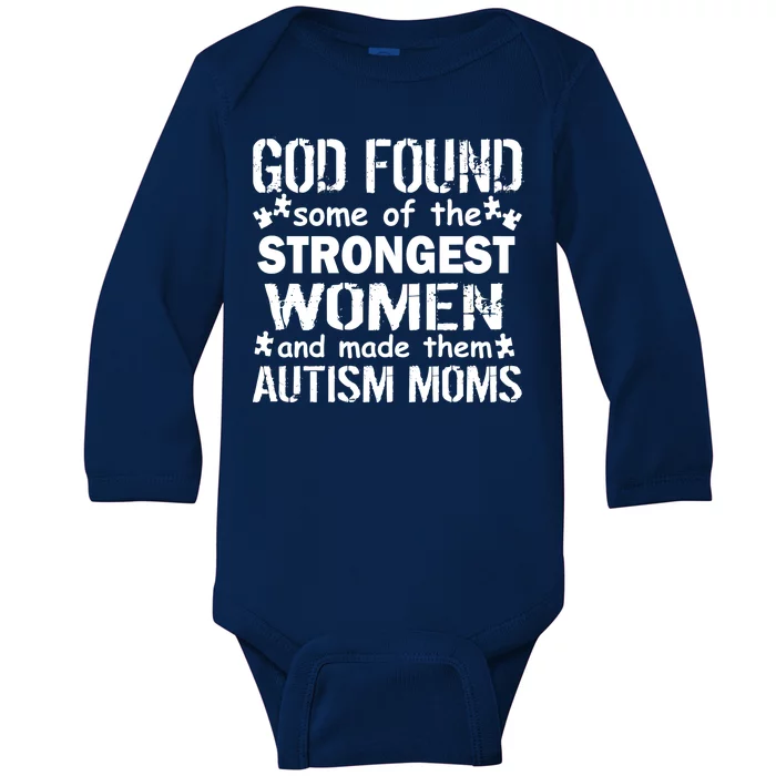 Strong Autism Mom Quote Baby Long Sleeve Bodysuit