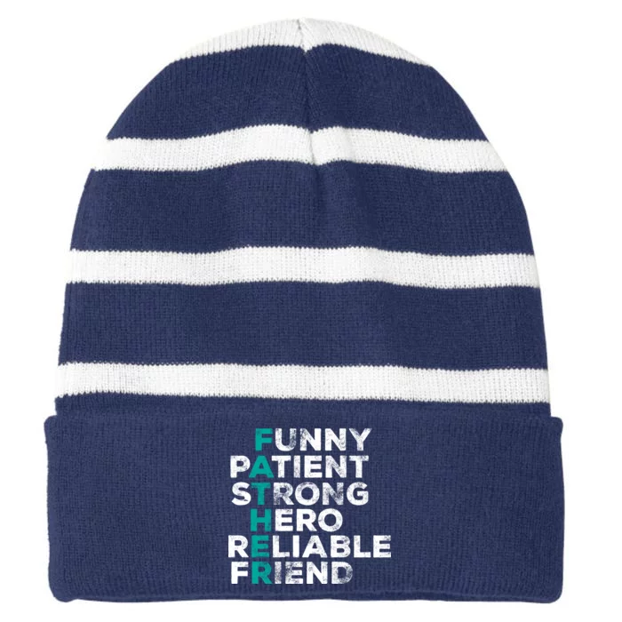 Strong Father Meaning Striped Beanie with Solid Band